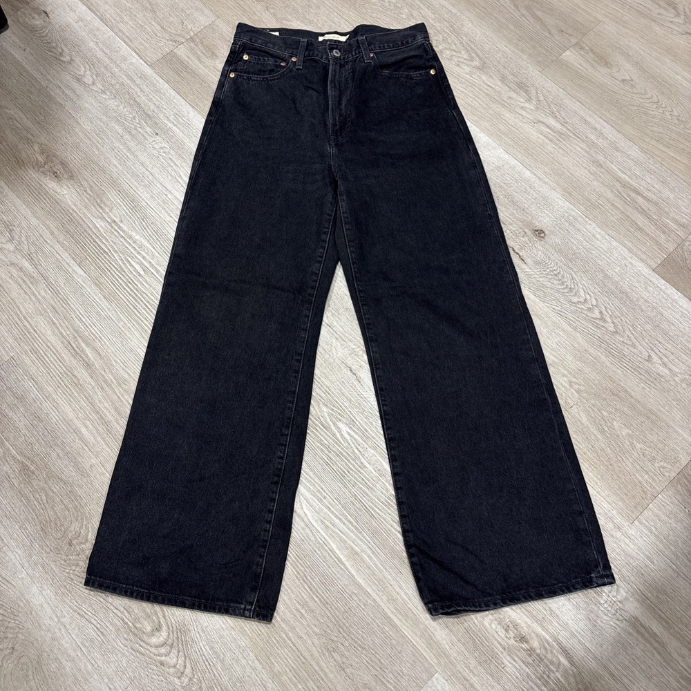 LEVIS Jeans Womens 30x30 Ribcage Wide Leg Big E Premium Denim High Rise Black